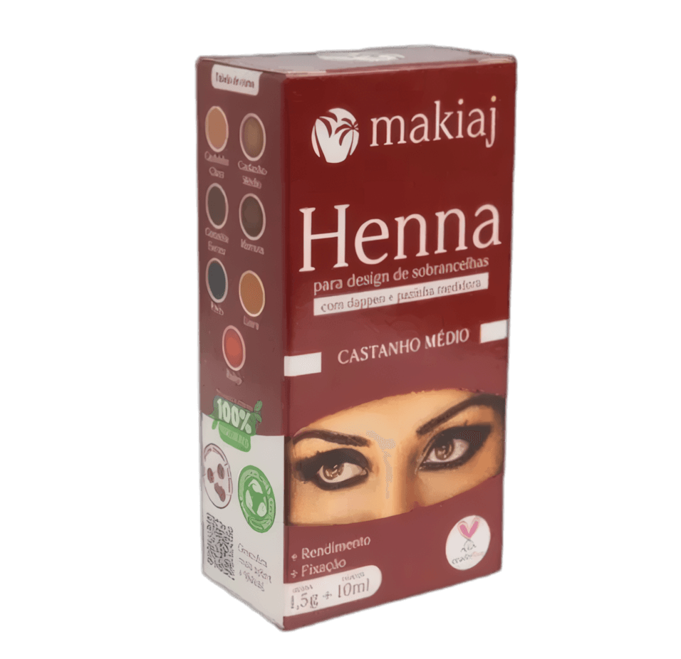 Henna Makiaj para Sobrancelhas - 1,5gr + Fixador - COR CASTANHO MÉDIO