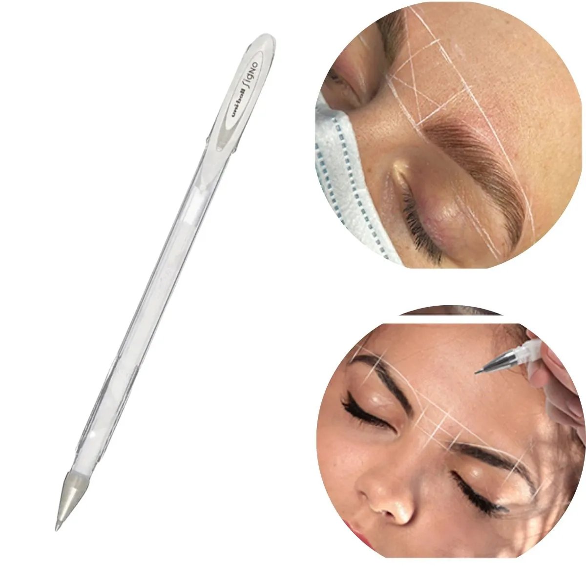 Caneta Gel Branca Marcação Design Sobrancelha e Microblading - 1 Unidade